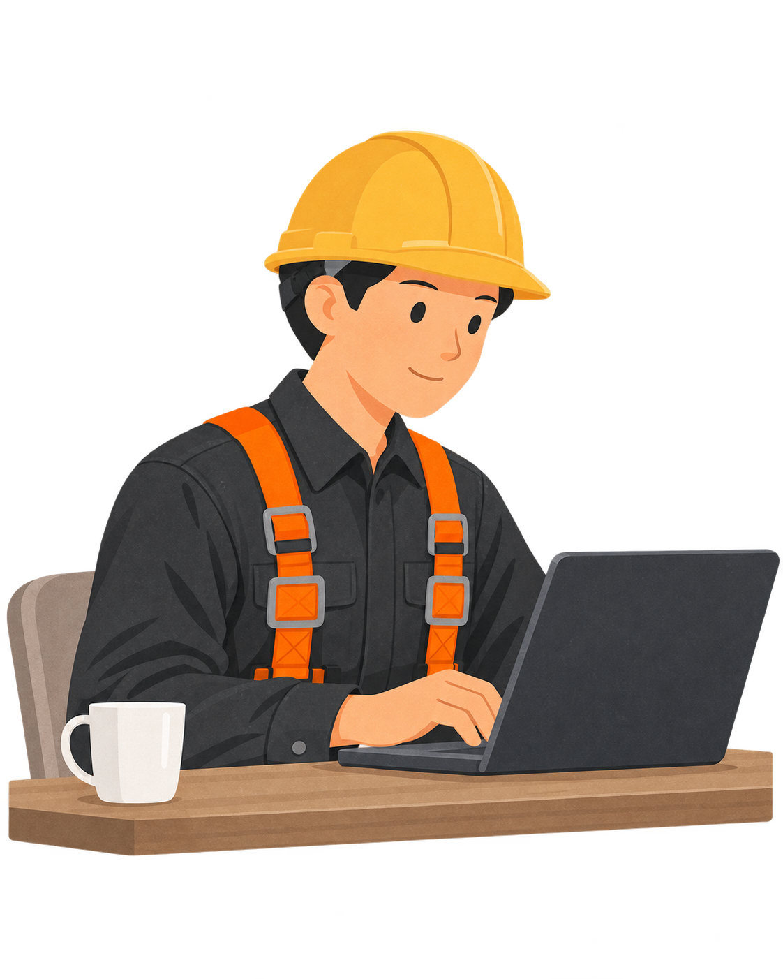 ノートパソコンでお問い合わせに対応する社員のイラスト